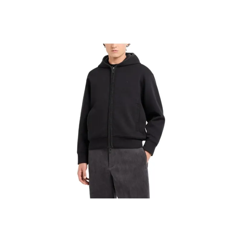 EMPORIO ARMANI Logo Embroidered Zip Up Hoodie-1