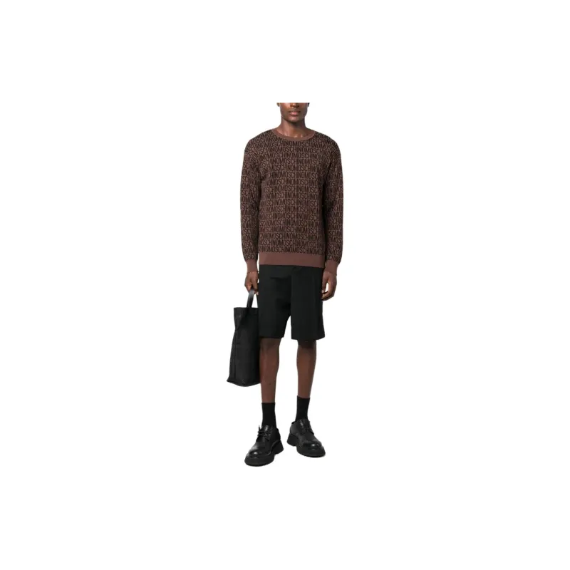 MOSCHINO Logo Intarsia Crewneck Knitted Jumper-1