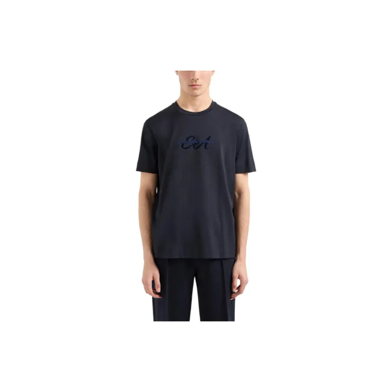 EMPORIO ARMANI Asv Lightweight Jersey T shirt With Italic Logo Embroidery-1