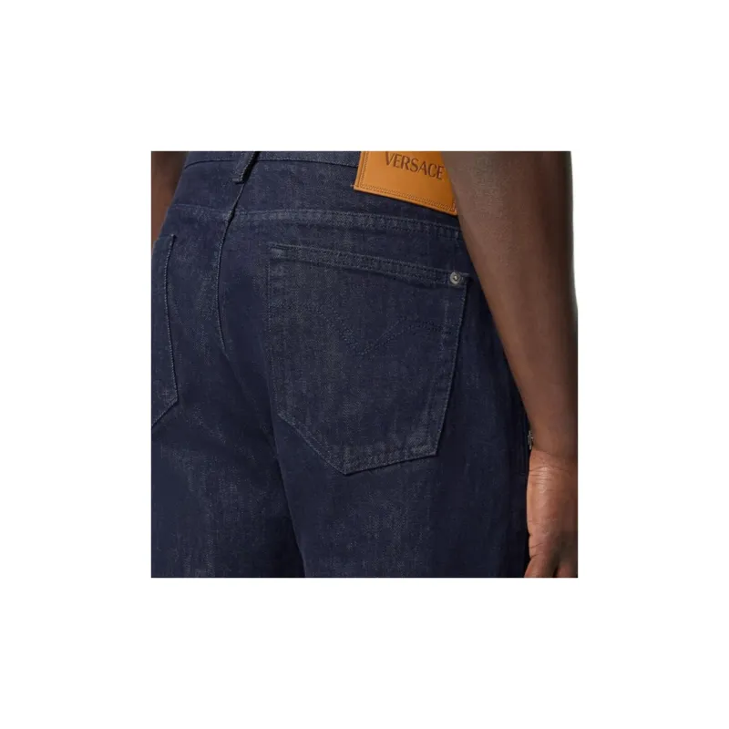 VERSACE Logo Patch Straight Leg Jeans-3