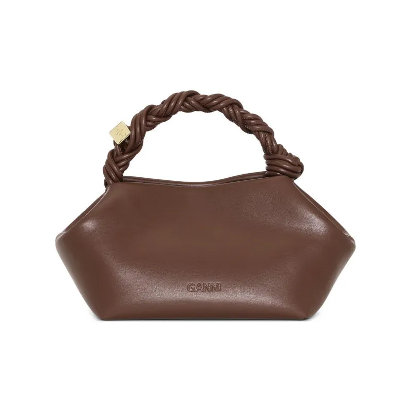 GANNI Recycled Leather Shoulder Bag, Crossbody Bag, Handbag Trumpets Women's Brown-2