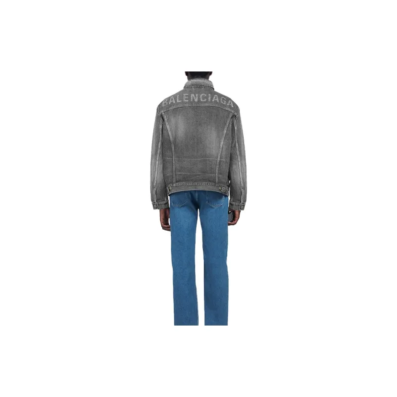 Balenciaga Denim Jackets Men Dark Gray-2