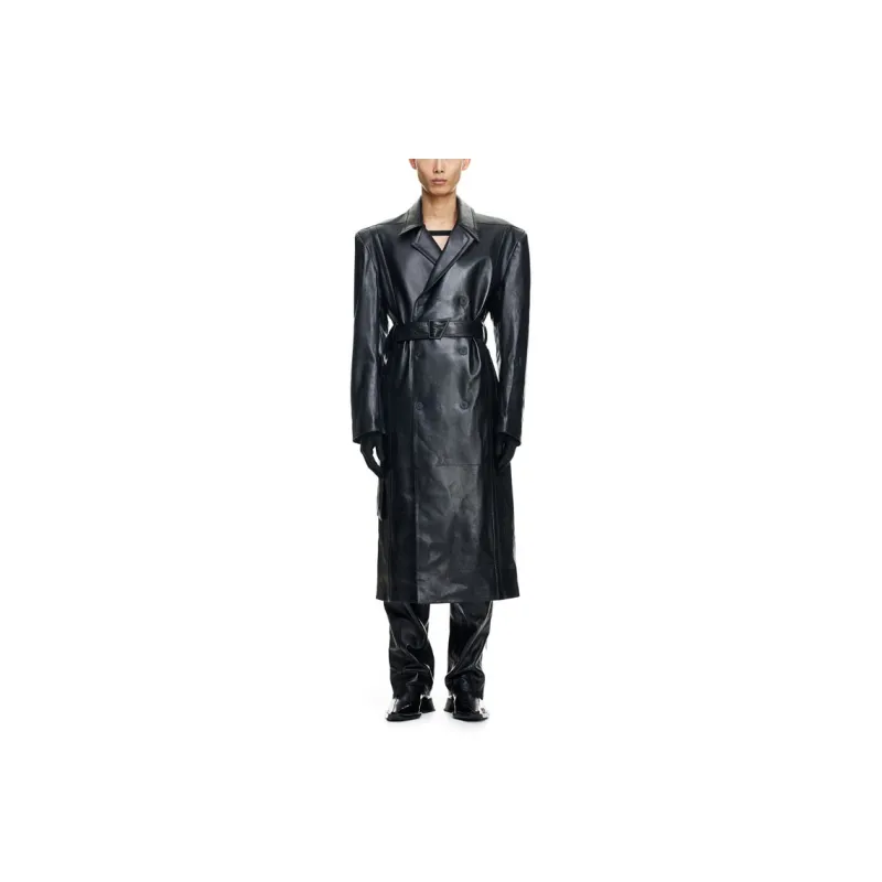 Mugler H&M Leather Trench Coat Mens-1