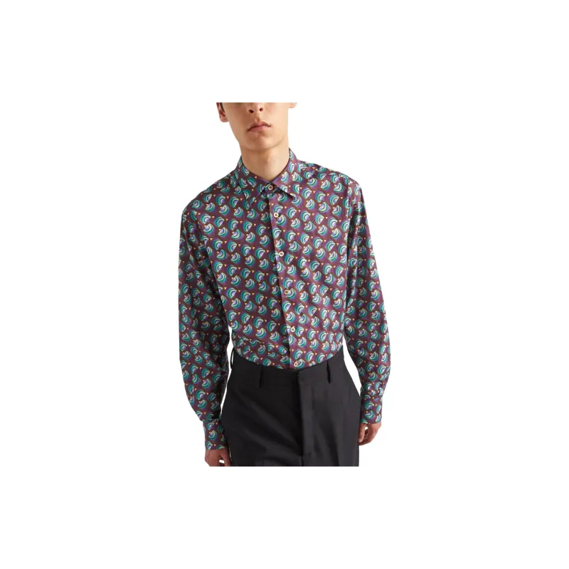PRADA Geometric-Printed Button-Up Shirt-2