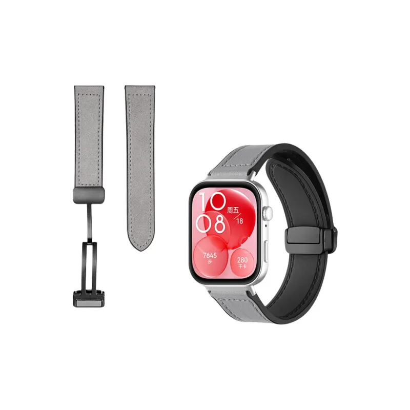 FZRT Huawei Compatibility Watch Band Frenzy Horse Pattern Magnetic Clasp Strap Genuine Leather Material-3