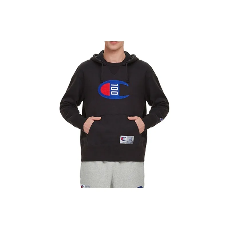 Champion Hooded Regular Sweatshirt US Version Unisex Black-1