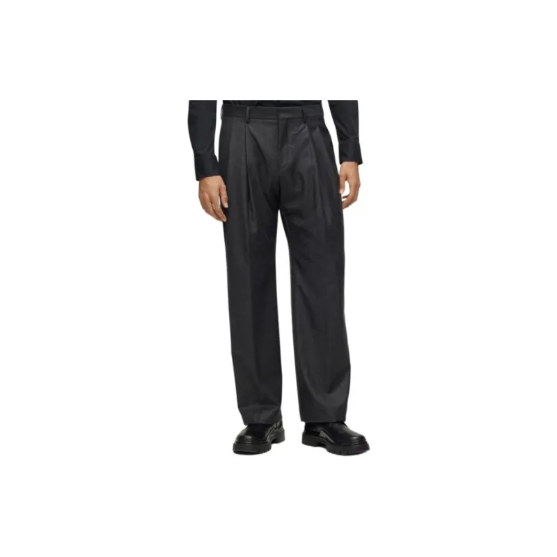 HUGO BOSS Double-Breasted Suit In Checked Virgin Wool Business Suits Men's Dark Gray-4