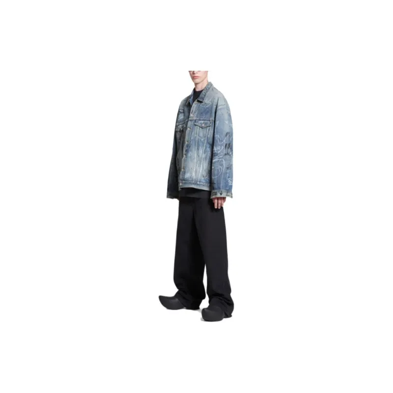 Balenciaga Graffiti Jackets Unisex Blue-2