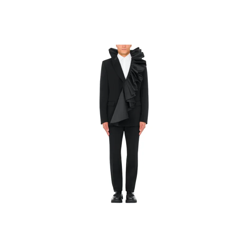 MOSCHINO Wool Jacket With Maxi Ruches Jackets Coats Men's Black-1