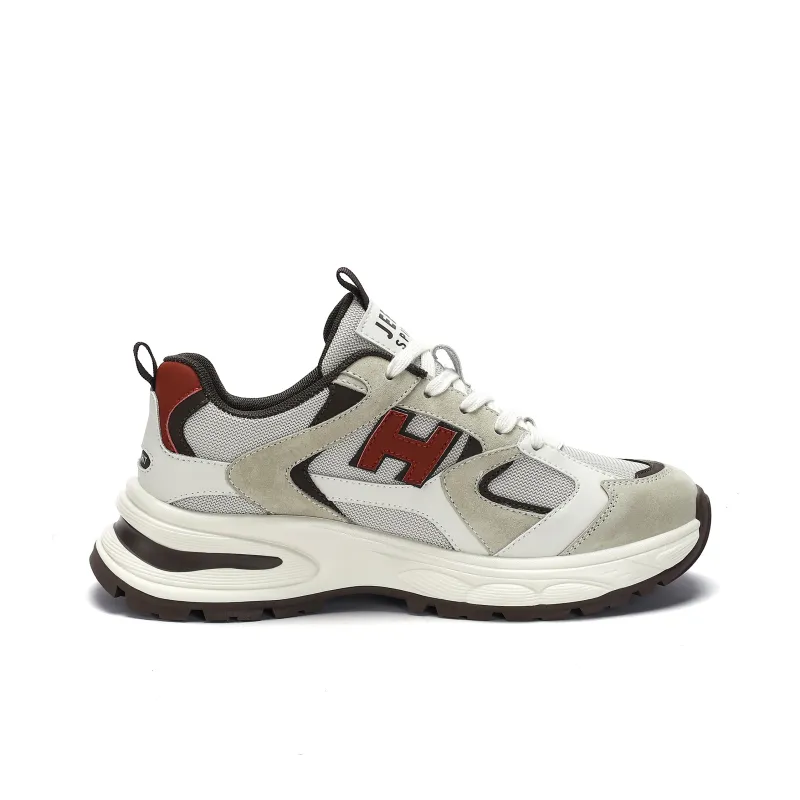 JEEP SPIRIT Anti Slip Wear Resistant Breathable Lightweight Height Increasing Low Top Chunky Sneakers Men's Time Gray-1