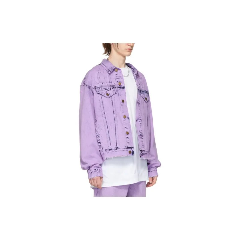 Drew House Letter Logo Series Denim Jackets Men Purple-2