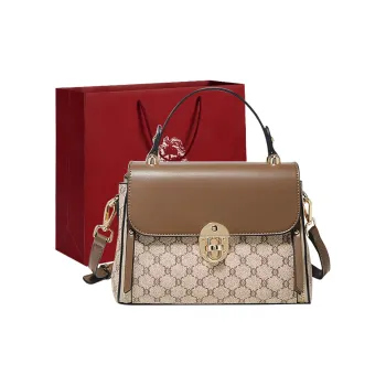 Old Man's Head PVC One Shoulder Handbags Medium Size Women's Brown