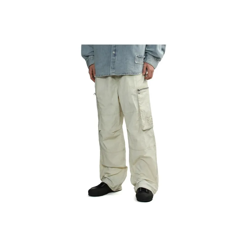 Izzue Logo embroidery Crinkled Cargo Trousers-12