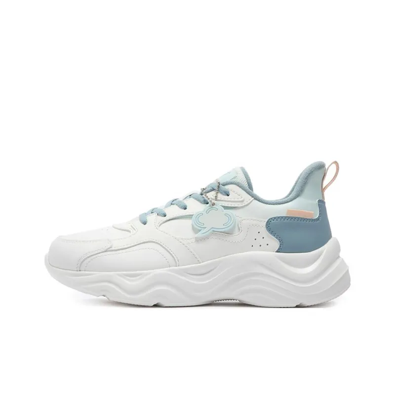 361° Linglong Series Cushioned Wear-Resistant Water-Resistant Low-Top Casual Running Shoes Women's White Blue-0