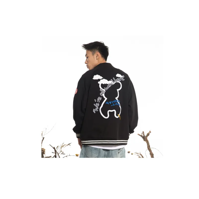 Athief Stand Collar Loose Fit Sweatshirt Unisex Black-3