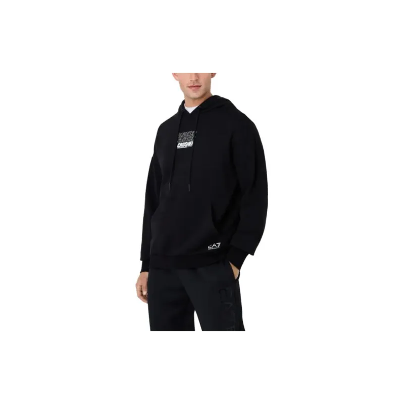 EA7 EMPORIO ARMANI Slogan-print Cotton Hoodie-3