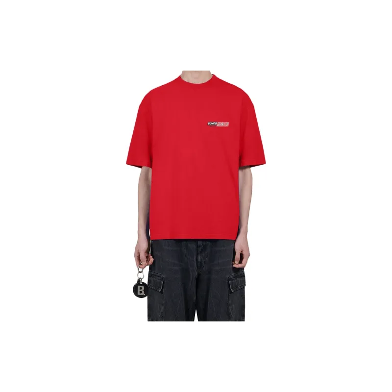 Balenciaga T Shirt Men's Red Loose Fit Style-3