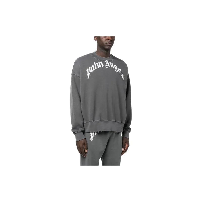 PALM ANGELS Gd Curved Logo Washed Sweater-3