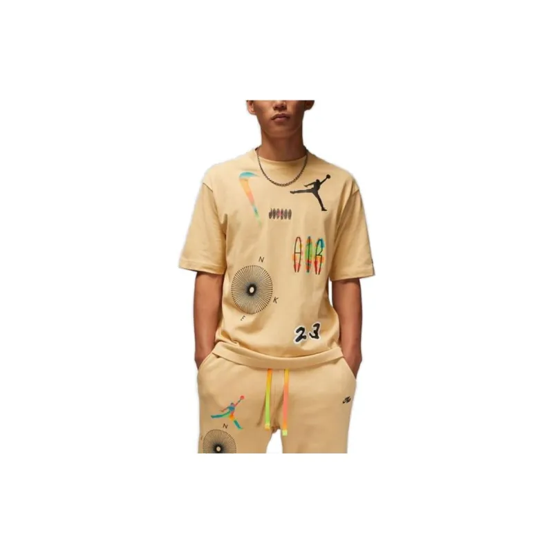 Jordan Drop Shoulder Sleeve T Shirt Men's Khaki-3