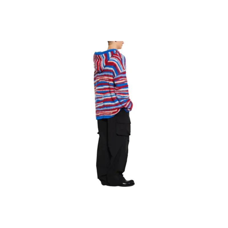 ERL Striped Intarsia Knit Drawstring Hoodie-1