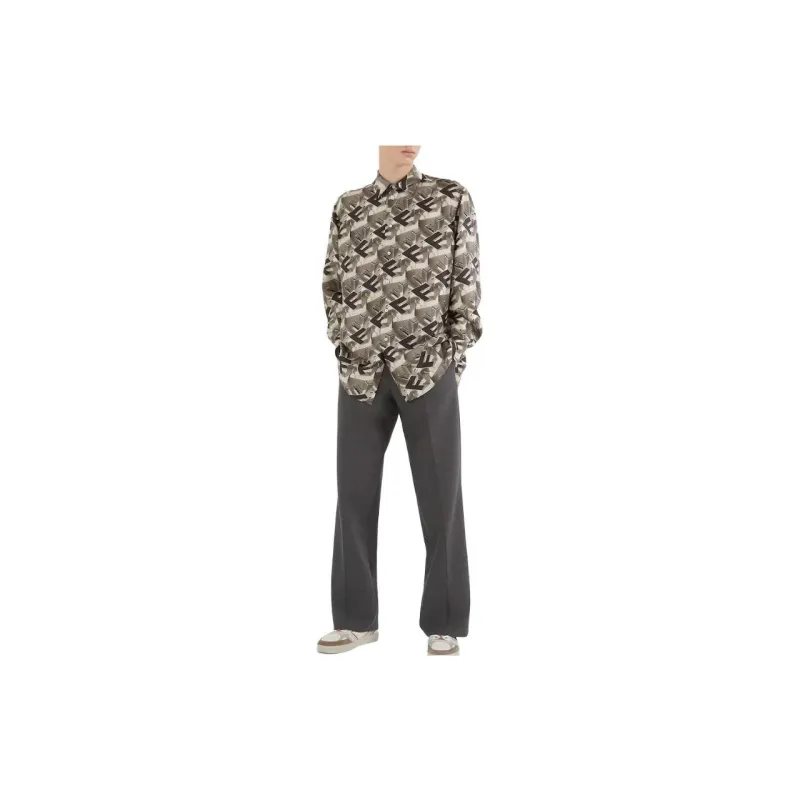 FENDI All-Over Logo Printed Oversized Shirt-2