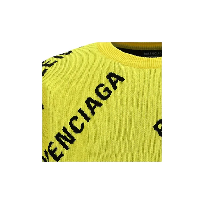 Balenciaga Allover Logo Knit Oversized Crewneck-3
