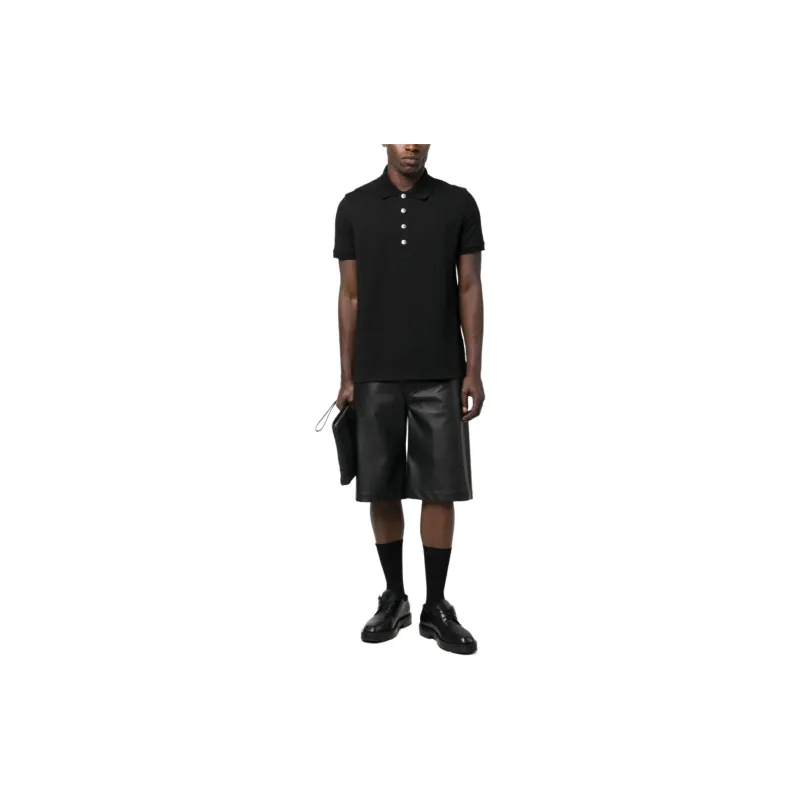 BALMAIN Monogram pattern Piqué Polo Shirt-1