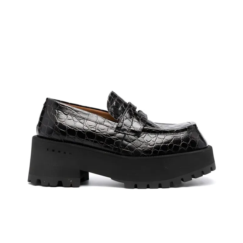 MARNI Women's Chunky Moccasin 'Black Croc'-1