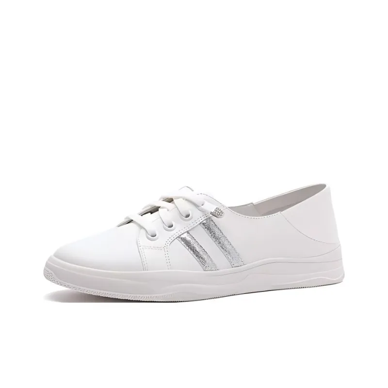 Satchi Anti Slip Wear Resistant Low Top Skateboard Shoes Women's White-1