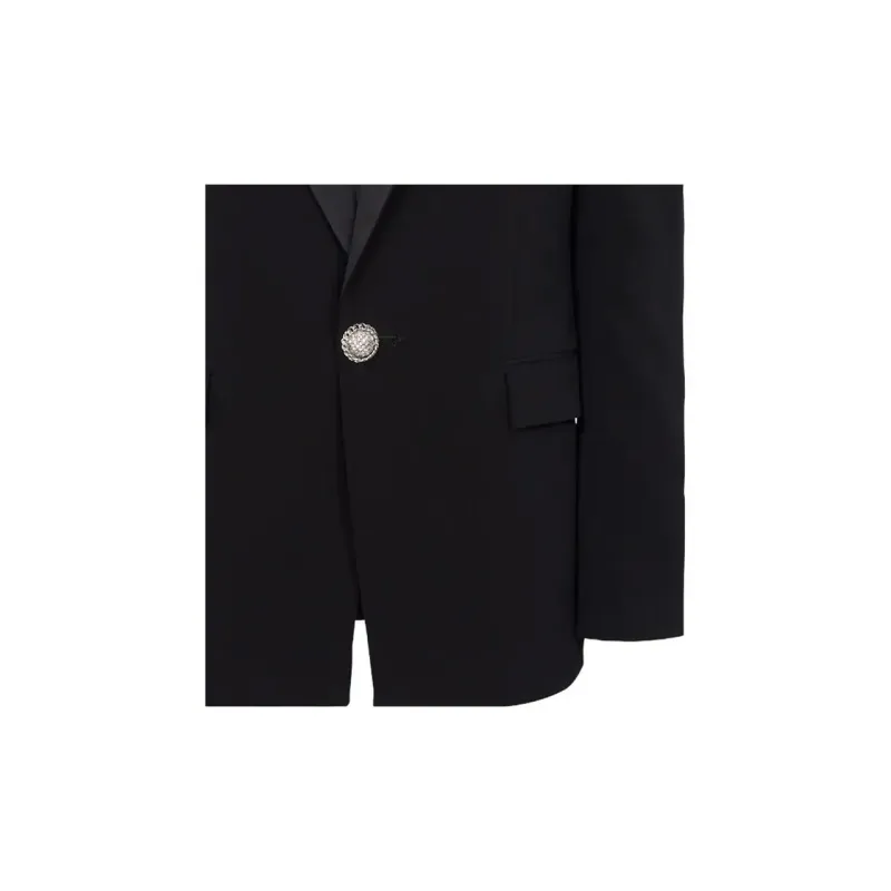 BALMAIN Logo Embellished Sleeved Blazer-4