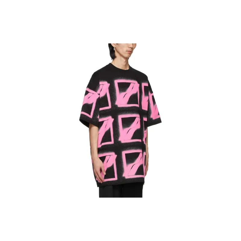 WE11DONE T Shirts Unisex Black Pink-1