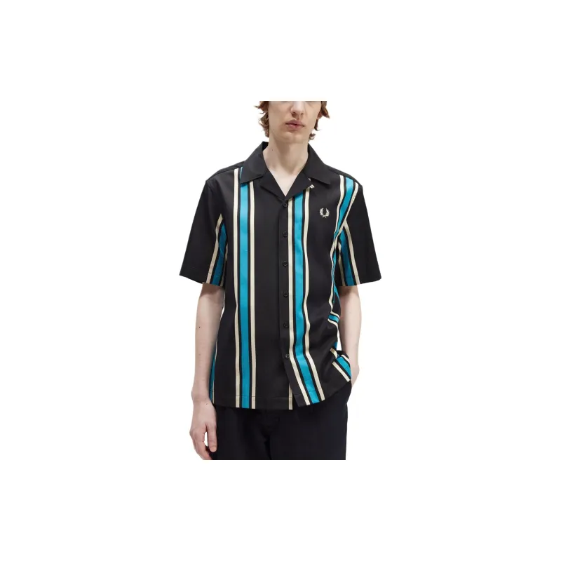 FRED PERRY Striped Revere Collar Shirt Shirt Men's Black-3