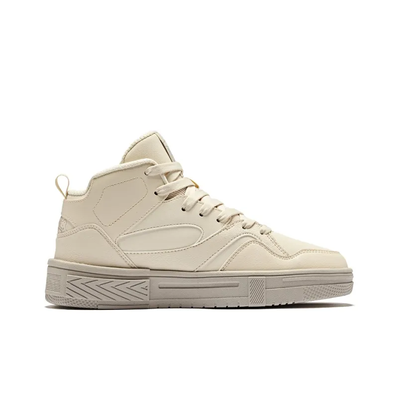 Erke Anti-Slip Wear-Resistant High-Top Skateboard Shoes Women's Egg Cream Gray-1