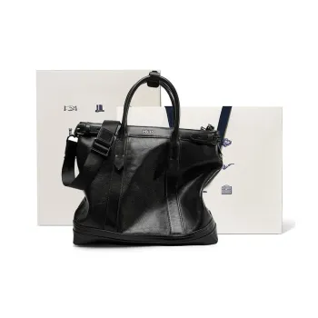 BVP Top Grain Cow Leather Casual Briefcase Regular Men's Black