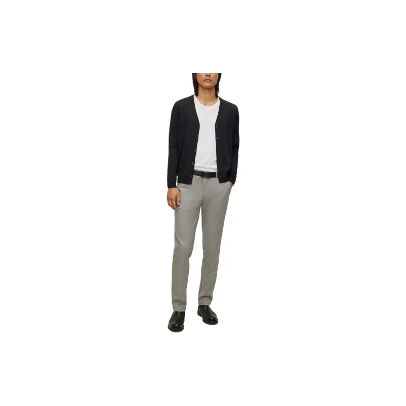 HUGO BOSS Button Up Cardigan In Virgin Wool With Embroidered Logo Sweater Men's Black-1