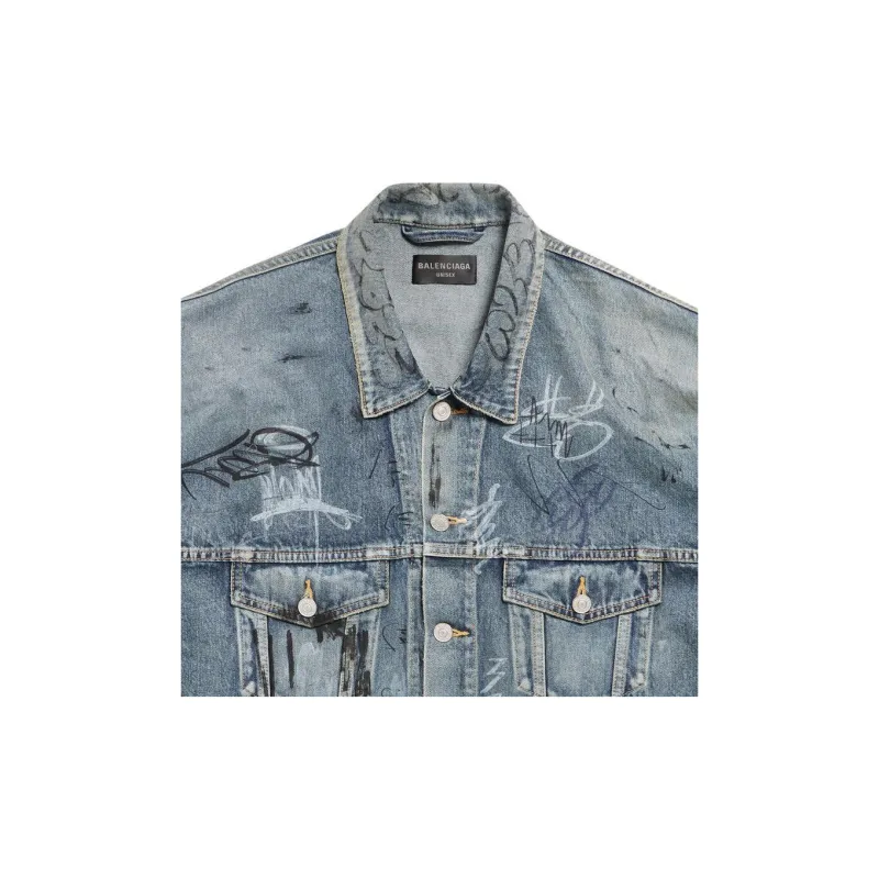 Balenciaga Graffiti Jackets Unisex Blue-5