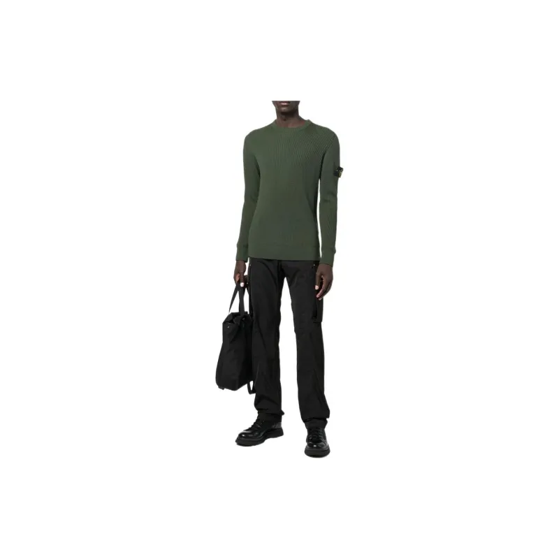 STONE ISLAND Logo Patch Ribbed Jumper-1