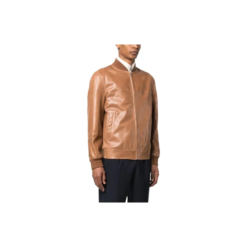 Brunello Cucinelli Leather Jackets Men Brown-3