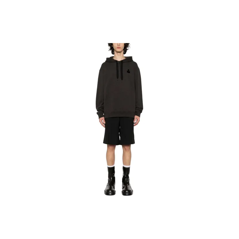 ISABEL MARANT Matte Logo Printed Drawstring Hoodie-1