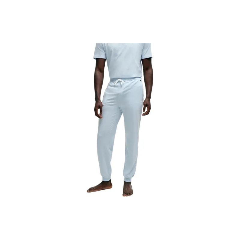 HUGO BOSS Stretch-Cotton Tracksuit Bottoms With Embroidered Logo Knitted Sports Pants Men's Sky Blue-2