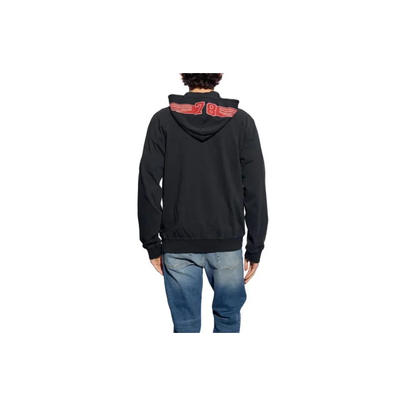 DIESEL S-Crek Logo-Printed Perforated Zipped Hoodie-3