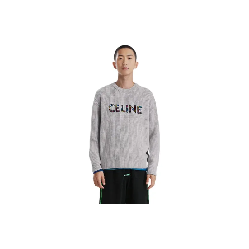 CELINE CELINE DYSFUNCTIONAL BAUHAUS Men's Collections Sweater Men's Light Gray-4