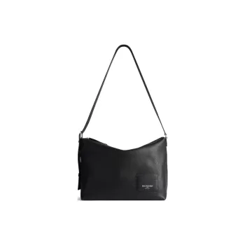 Balenciaga Grain Calfskin Messenger Bag, Shoulder Bag Large Size Men's Black