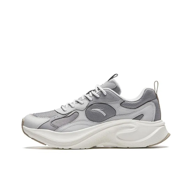 Anta Anti-Slip Wear-Resistant Low-Top Casual Running Shoes Men's Gray White-0