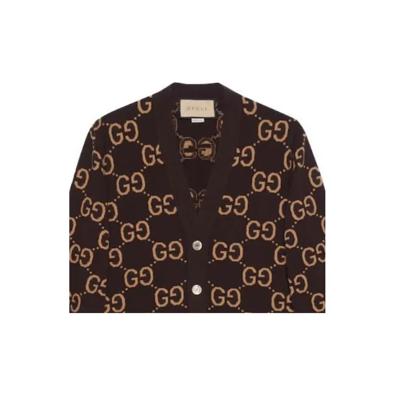 GUCCI GG jacquard Wool Cardigan-4