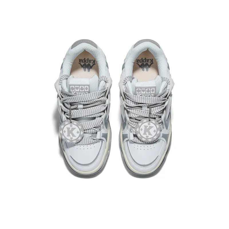 Kappa Slip Resistant Coverage Low Top Skateboard Shoes Unisex Gray White-3