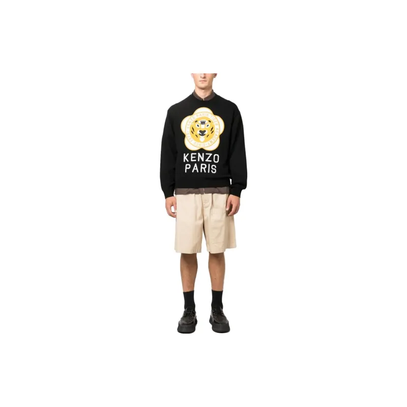KENZO Logo Embroidered Ribbed Knit Sweater-1