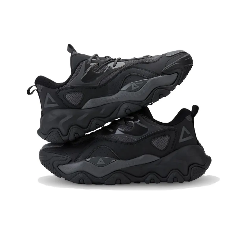 PEAK Tai Ji2.0 Er Pu Cushioning Balance Height Increasing Low Top Casual Shoes Men's All Black-2