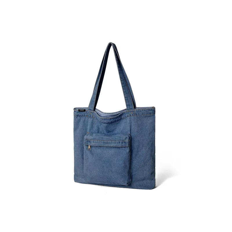 ST&SAT Fabric Tote Bag, Shopping Bag, Handbag, Shoulder Bag Women's Light Blue-1