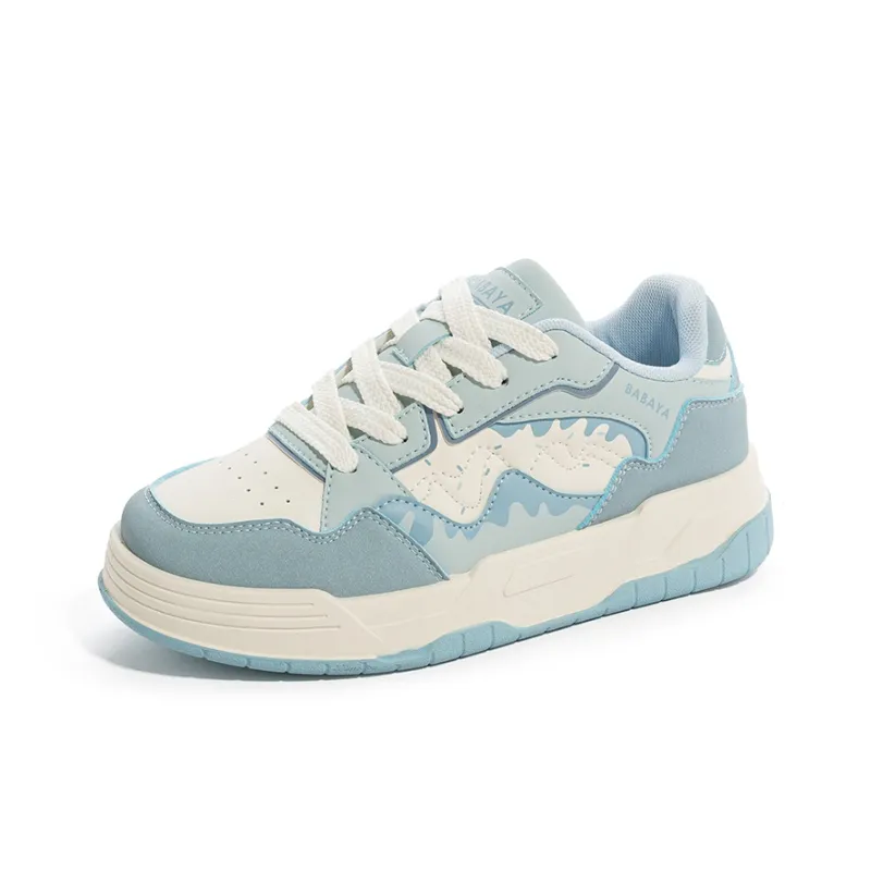 BABAYA KIDS Anti Slip And Wear Resistant Breathable Low Top Skateboard Shoes Women's Denim Blue-1